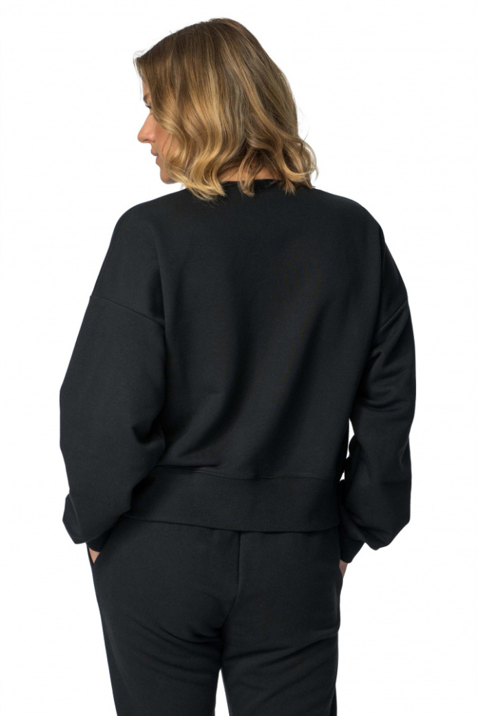 Bluza damska dresowa ze ściągaczami sportowa bawełniana czarna
